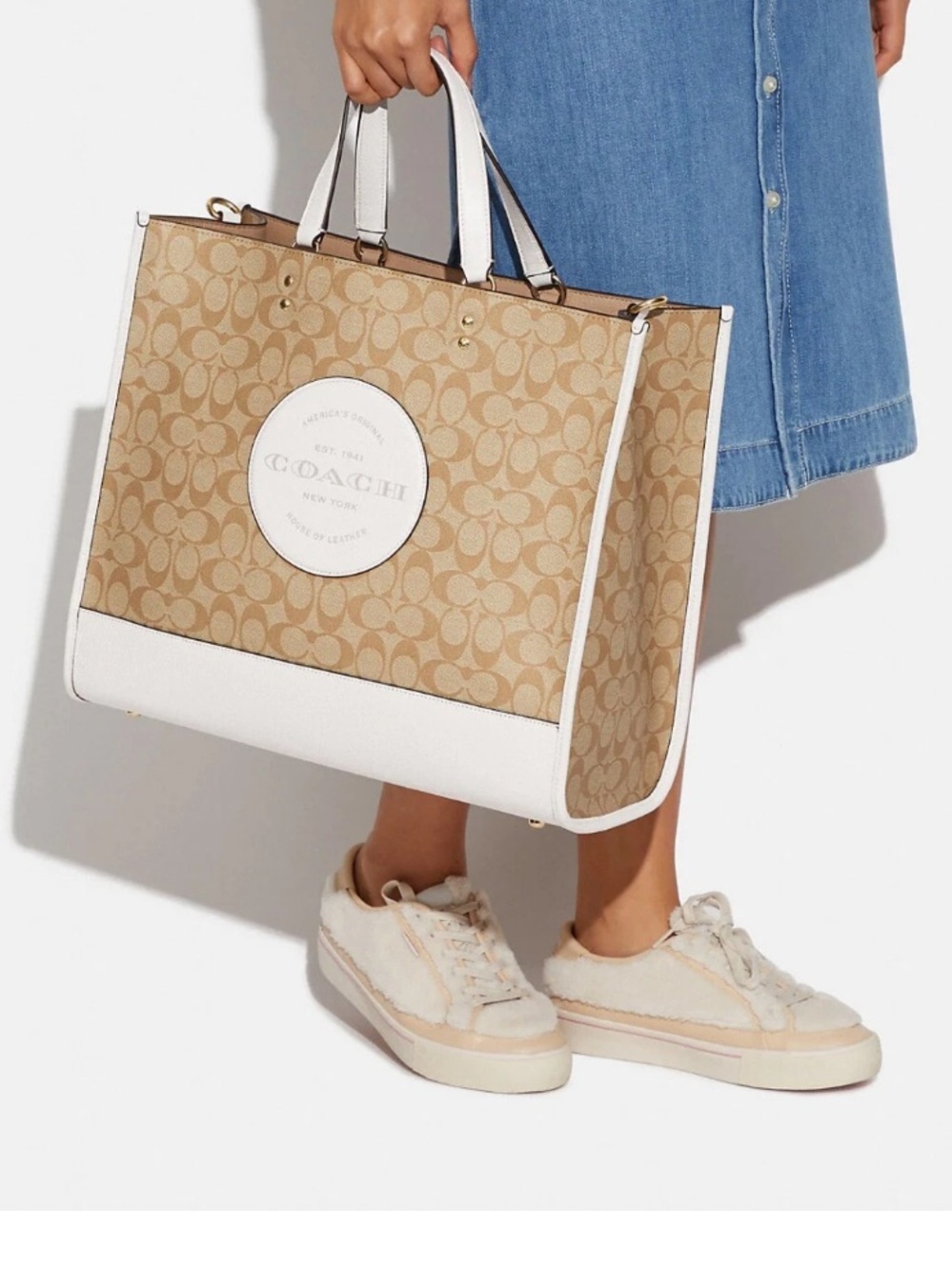 EUC Coach Dempsey Tote 40 Light Khaki/Chalk